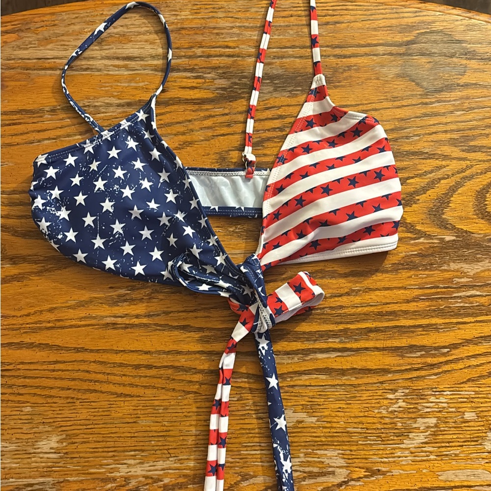 Patriotic Star and Stripe Kids Bikini Set